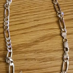 Sterling silver Figaro Italy 20 inch men's necklace